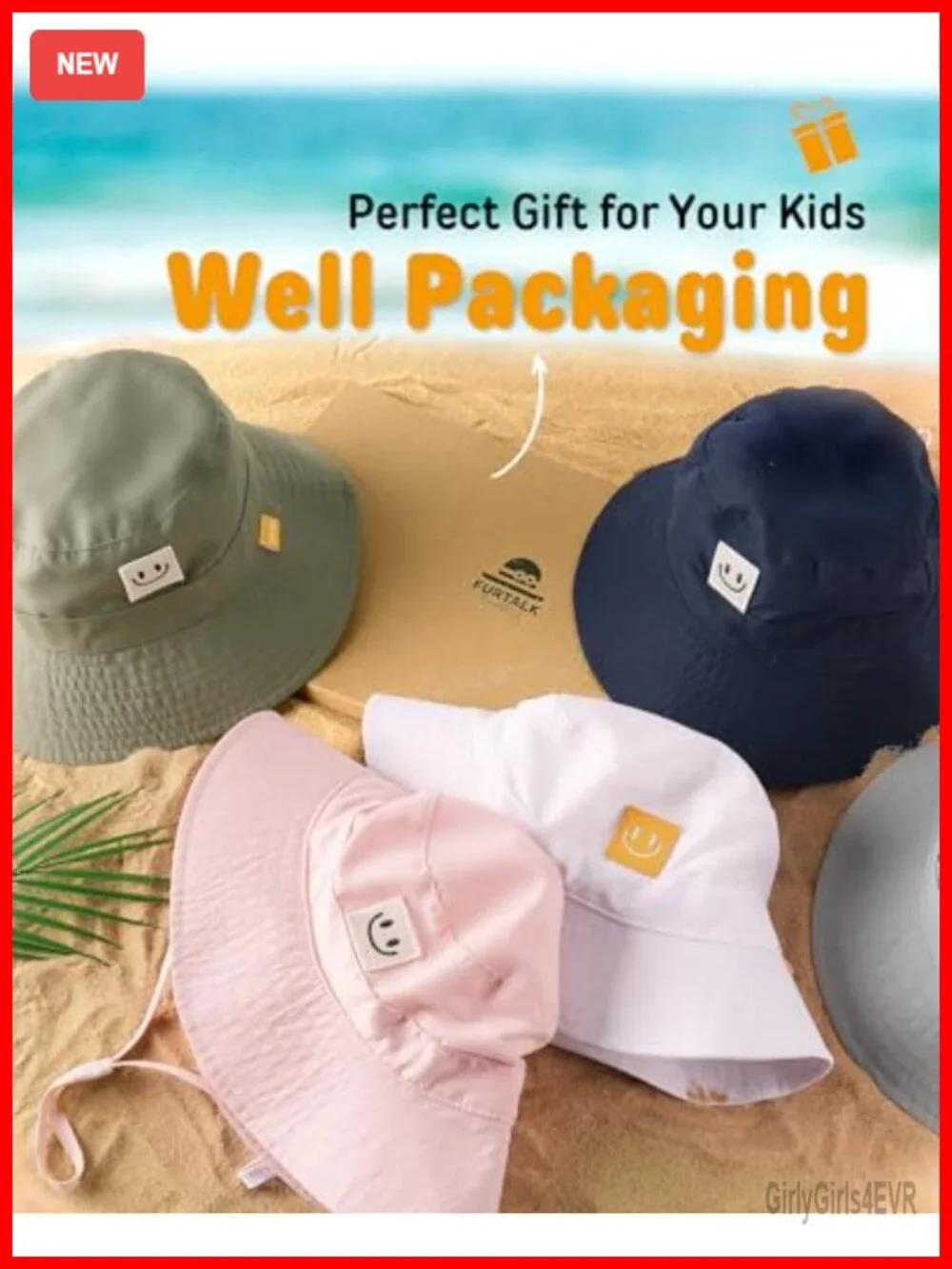 Baby Sun Hat UPF 50+ Toddler Bucket Hat Boys Girls 0-5Y Outdoor Smile Face
